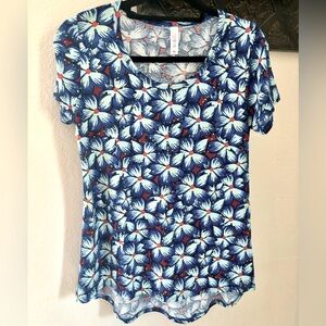 Lula roe blue floral t-shirt xs